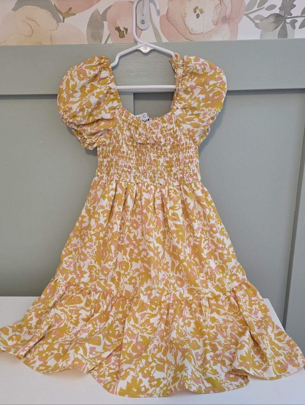 Ivy City Co Yellow Floral Smocked Puff Sleeve Dress 4/5t 4/5 4t 5t